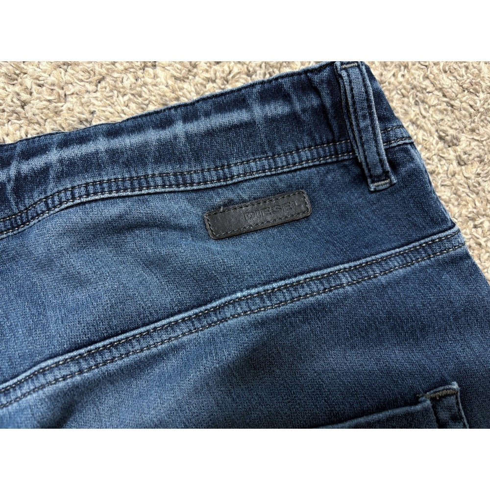 Diesel Krooley Jeans Mens 38x32 Denim Sweat Pants Blue Dark Wash Distressed - Picture 8 of 16